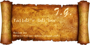 Tallér Gábor névjegykártya